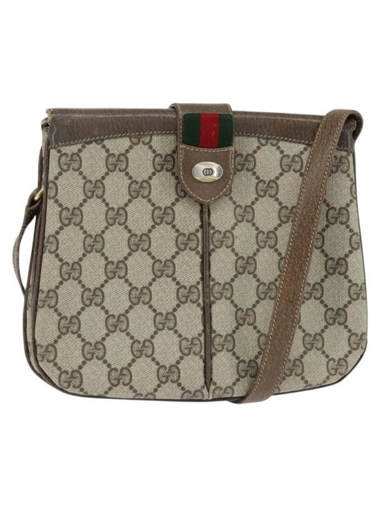 GUCCI Handbags - Authentic GUCCI GG Supreme Web Sherry Line Bag PVC Beige Gold 86 02 037